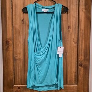 Liz Claiborne Tropical Heat Draped Top Womens Fiesta Green Size XL Cowl Neck